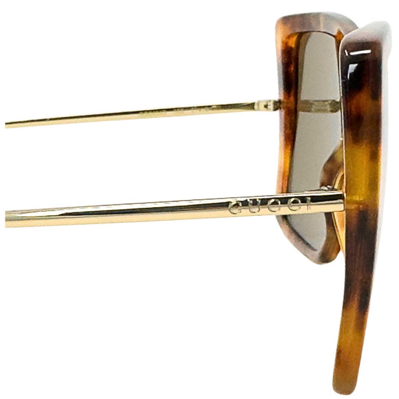 NWT Gucci GG LOGO‎ Oversize Square Sunglasses Brown Acetate Gold Wire Frames - Picture 4 of 16